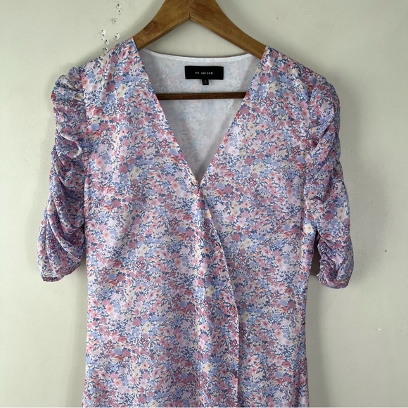 En Saison Lilac Purple V-Neck Floral Midi Dress Cottagecore Feminine Romantic S - Picture 8 of 12